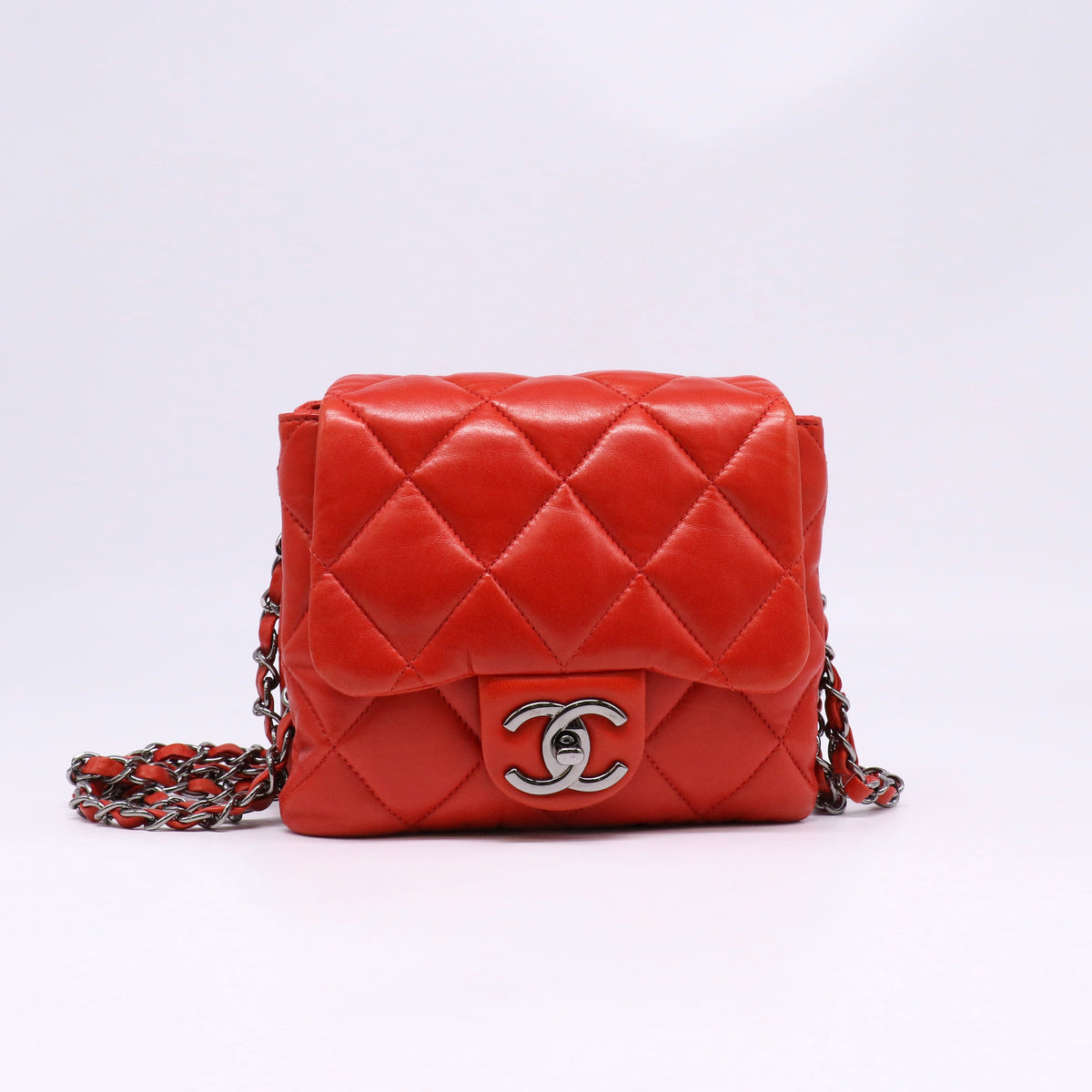 Lambskin Quilted Mini Chanel 3 Flap Red  Twins LDJ6709