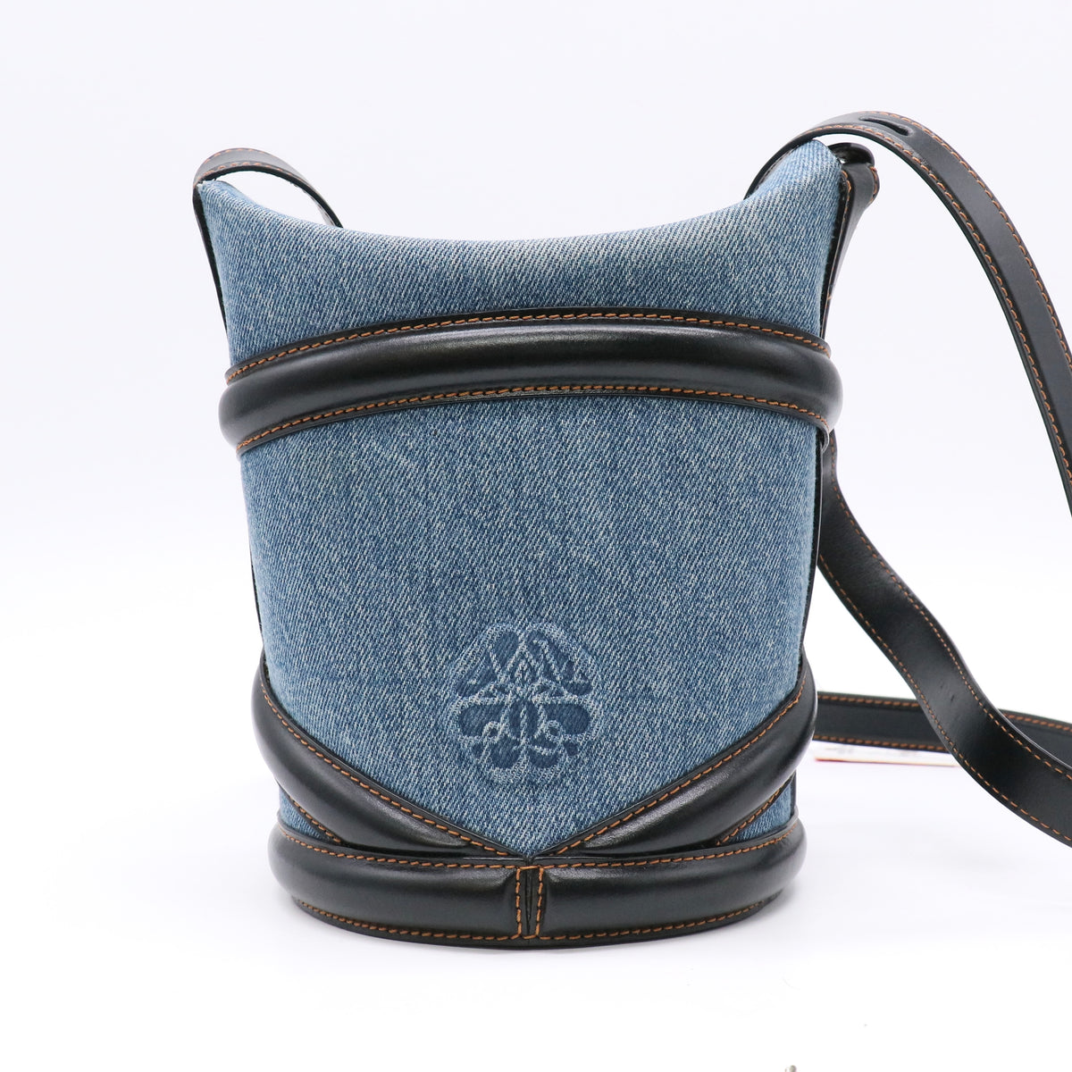 Alexander McQueen Denim The Curve Shoulder Bag Twins LDJ5871"