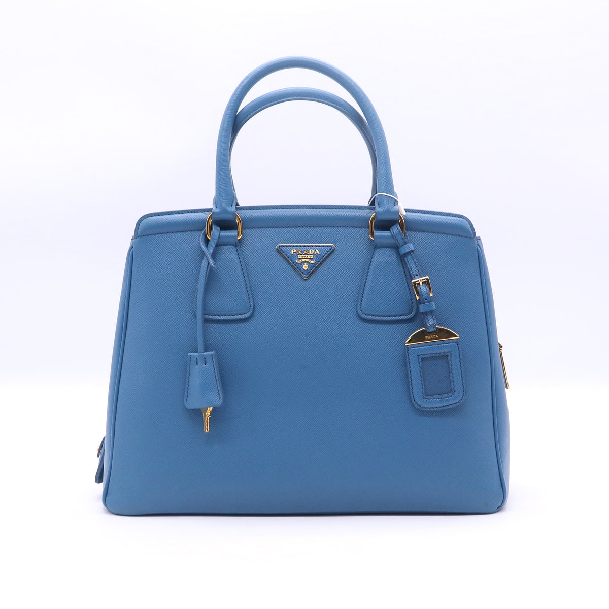 Prada Turchese Saffiano Lux Leather Parabole Shopping Tote Bag twins LDJ3385