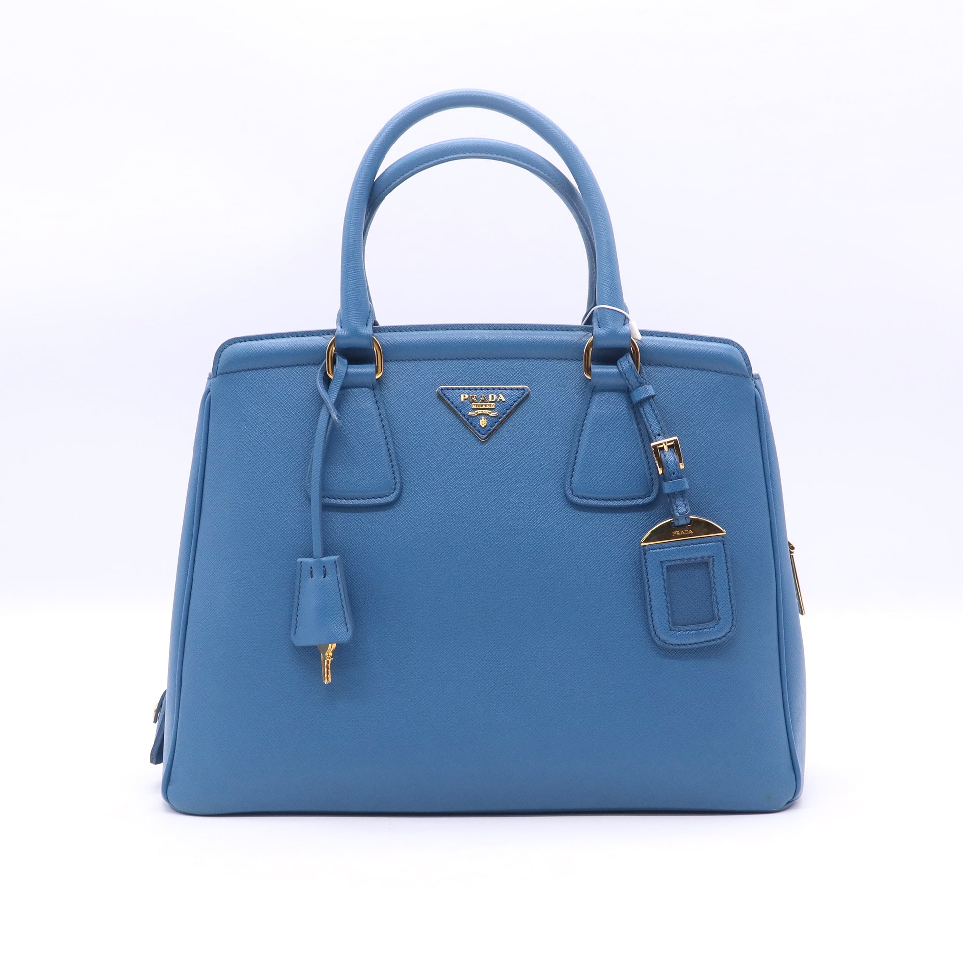 Prada Turchese Saffiano Lux Leather Parabole Shopping Tote Bag twins LDJ3385