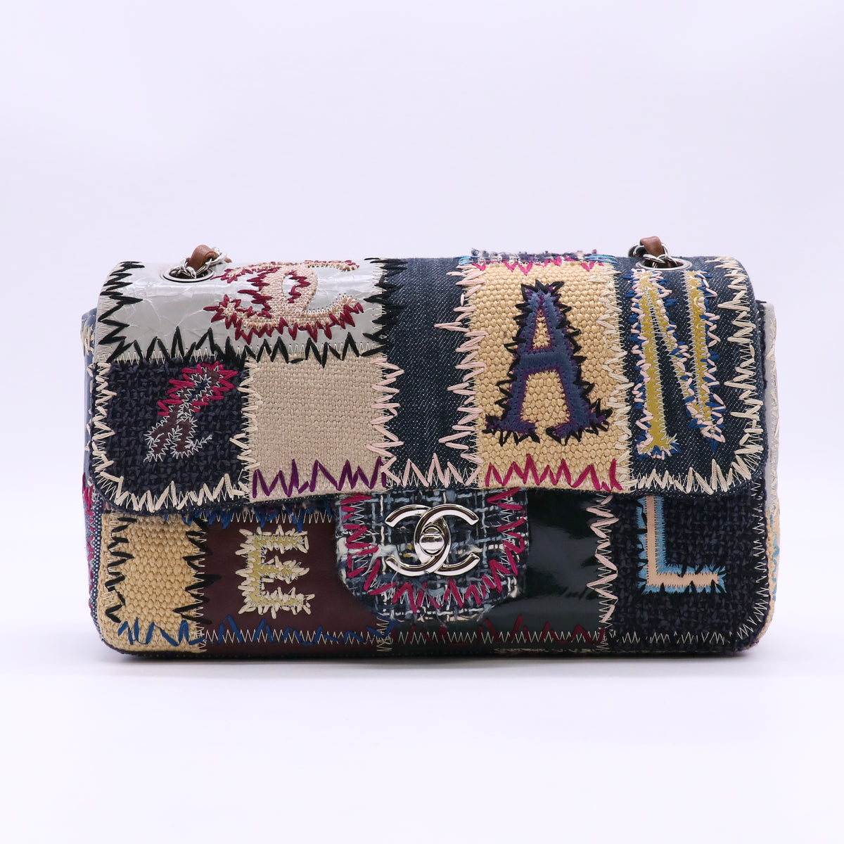 Chanel Denim Tweed Patchwork Flap Bag Twins LDJ6634
