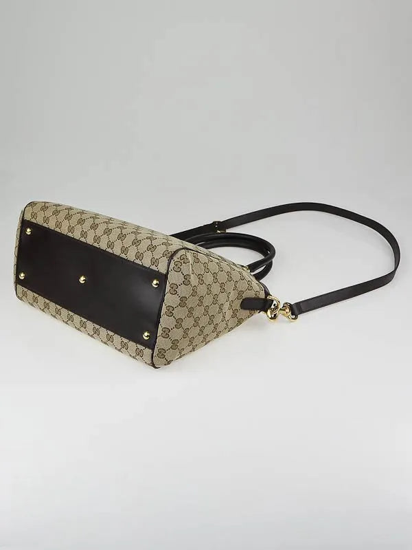 Beige/Ebony GG Canvas Scarlett Medium Top Handle Bag twins
