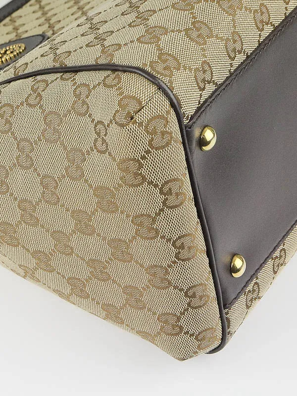 Beige/Ebony GG Canvas Scarlett Medium Top Handle Bag twins