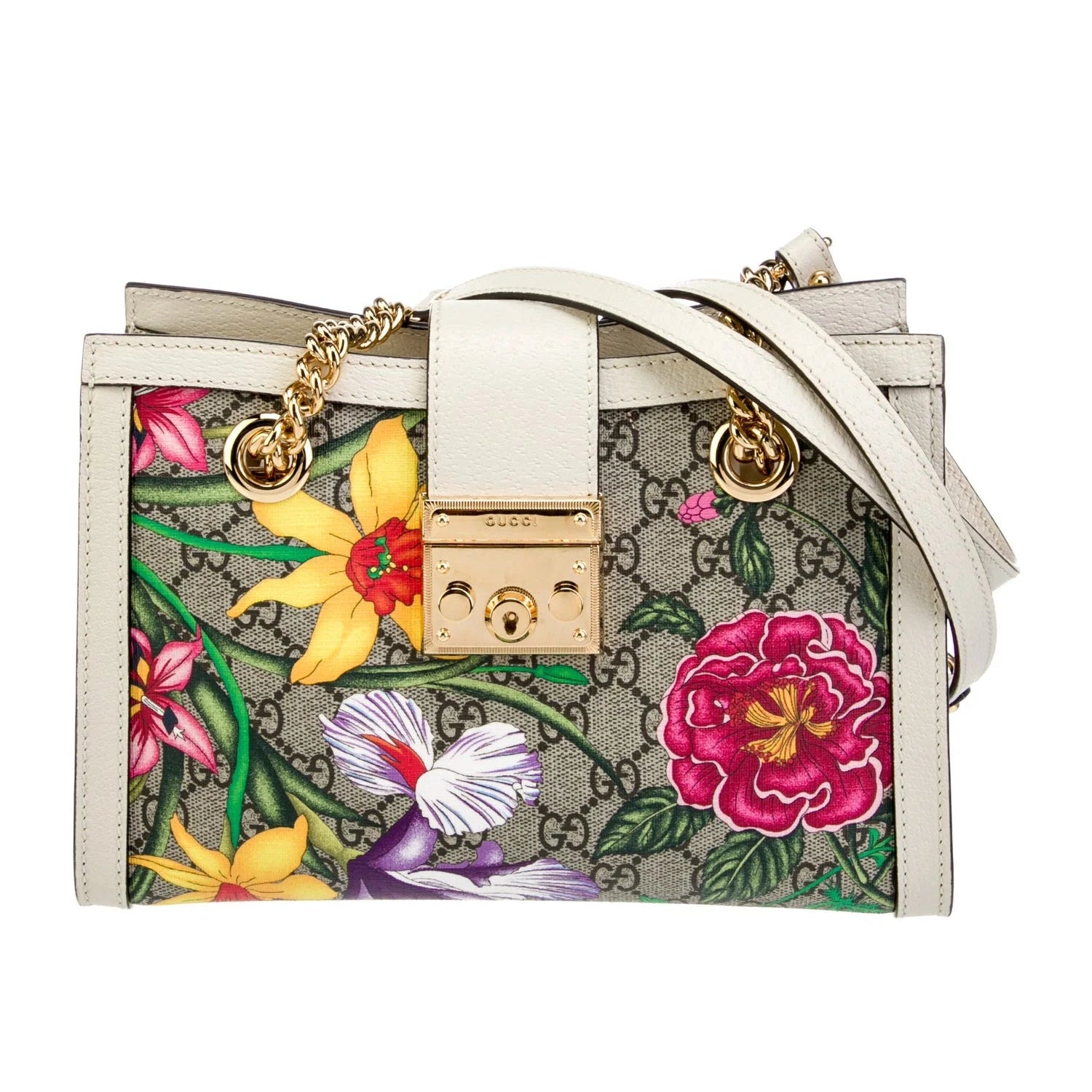 GG Supreme Flora Small Padlock Shoulder Bag twins