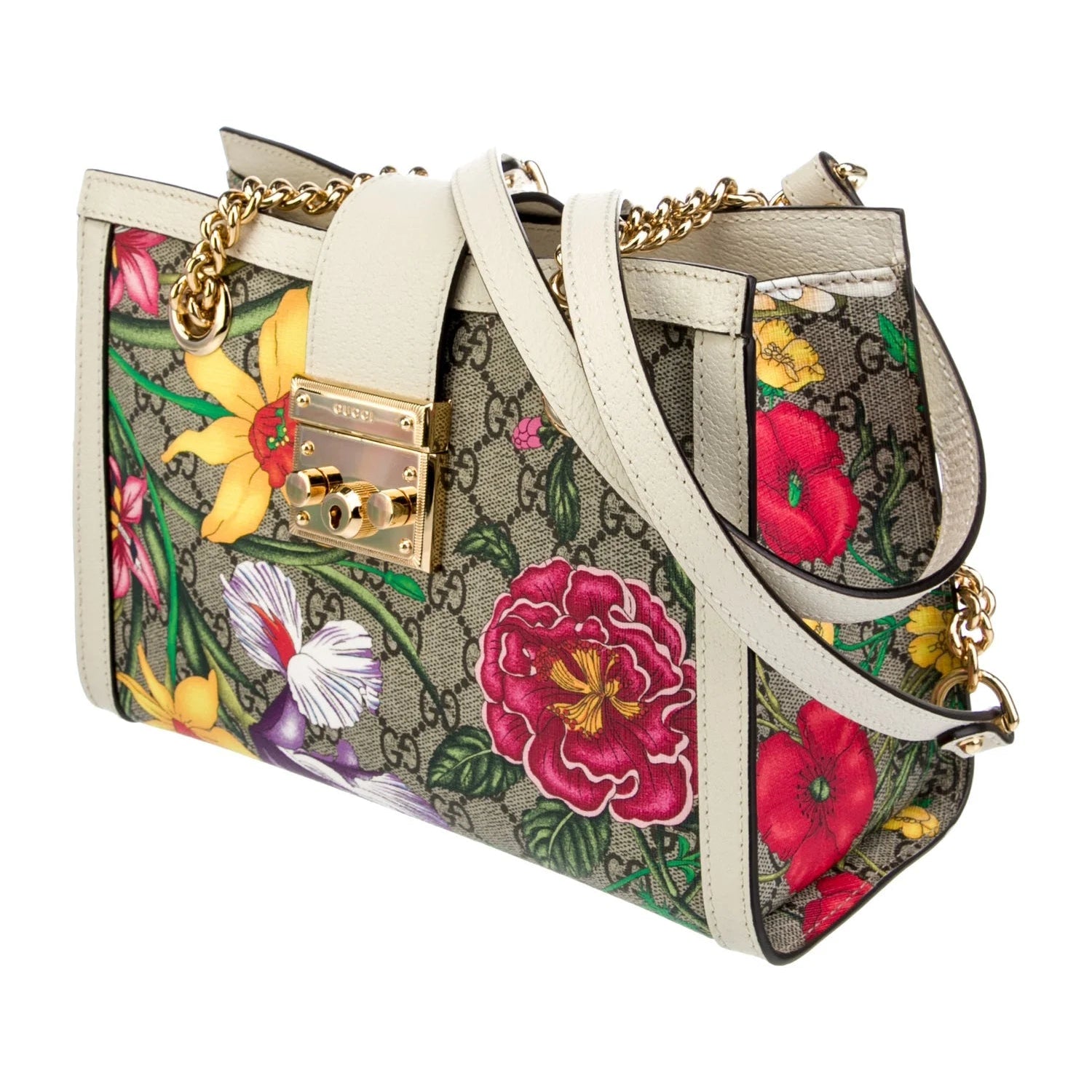 GG Supreme Flora Small Padlock Shoulder Bag twins