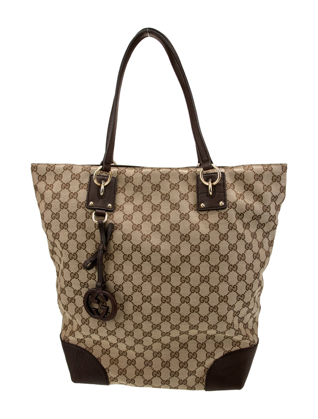 Brown GG Canvas Tote Bag Beige Dark brown Twins