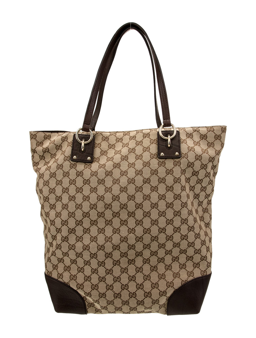 Brown GG Canvas Tote Bag Beige Dark brown Twins