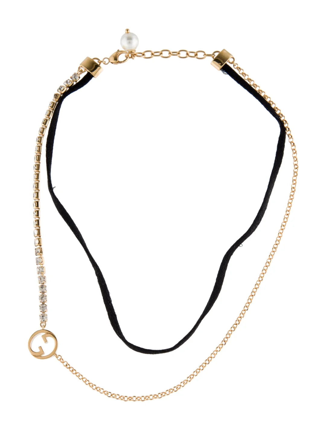 Gucci Crystal & Faux Pearl Double Strand Choker LDZ1590