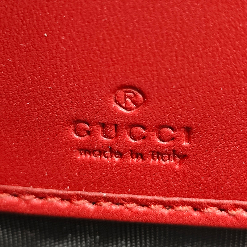 GG Supreme Monogram Embroidered Rainbow Zip Around Wallet Red