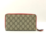 GG Supreme Monogram Embroidered Rainbow Zip Around Wallet Red