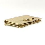 Metallic Gold Leather Vara Bow Chain Clutch