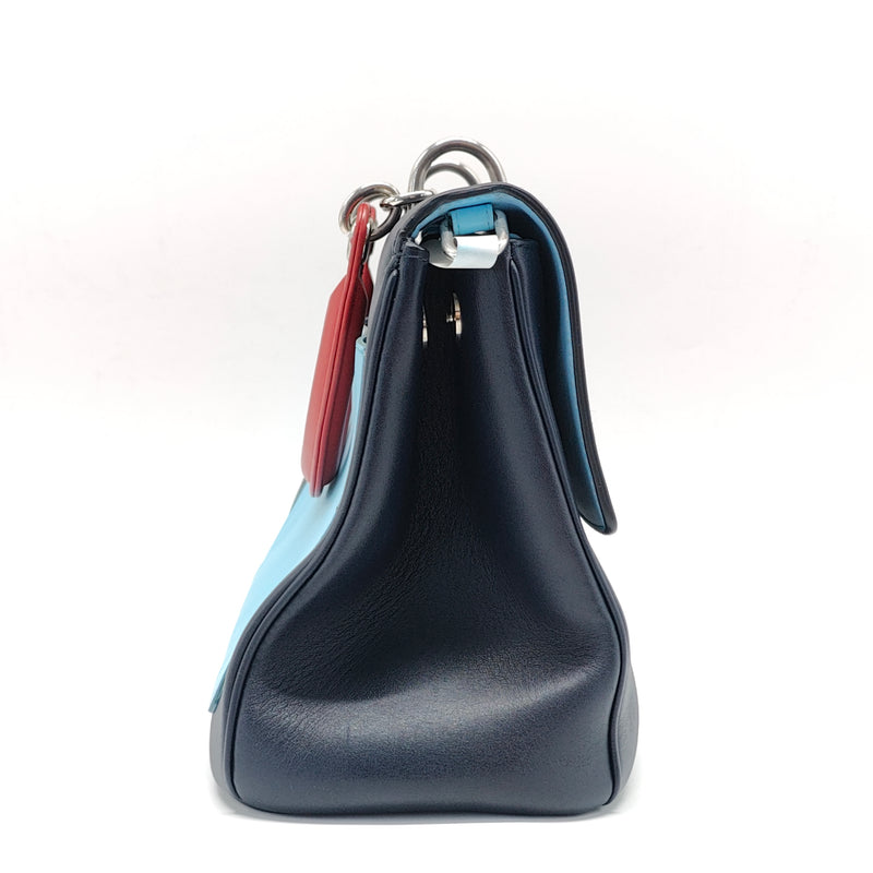 Blue Leather Be Mini Flap Bag