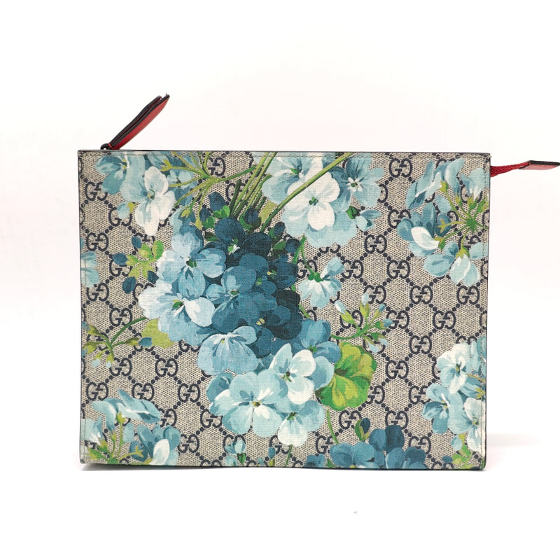 Wristlet Zip Pouch Blooms Print GG Coated Canvas