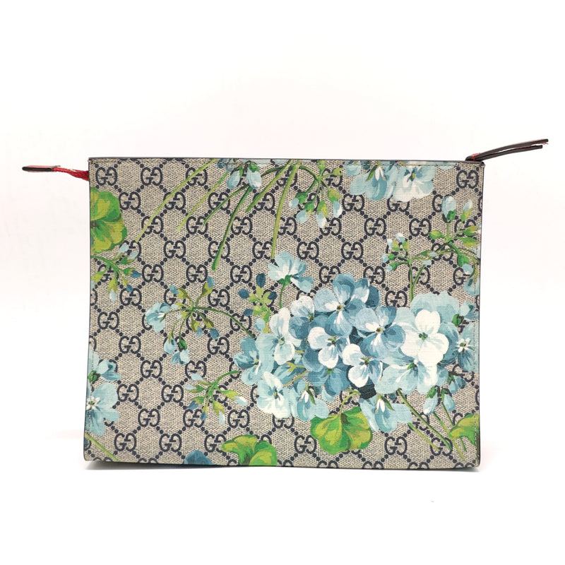 Wristlet Zip Pouch Blooms Print GG Coated Canvas