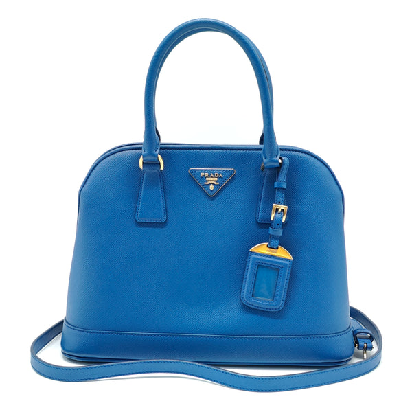 Blue Saffiano Leather Open Promenade Bag