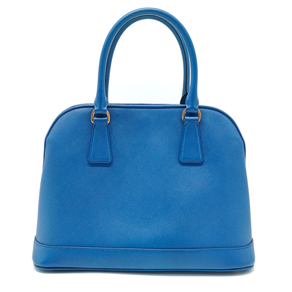 Blue Saffiano Leather Open Promenade Bag