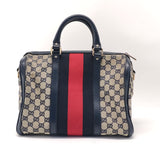 Monogram Selleria Calfskin Vintage Web Medium Boston Beige Blue