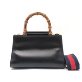 Gucci Nappa Bamboo Web Mini Nymphaea Top Handle Bag Black