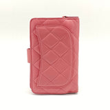 Iridescent Caviar Quilted CC French Flap Wallet Dark Pink