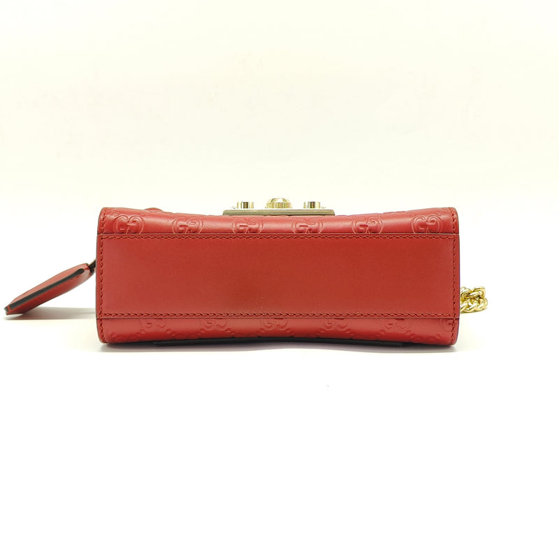 Guccissima Small Padlock Shoulder Bag Hibiscus Red