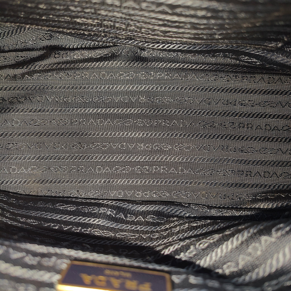 Saffiano Micro Galleria Double Zip Tote Azzurro