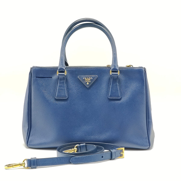 Saffiano Micro Galleria Double Zip Tote Azzurro