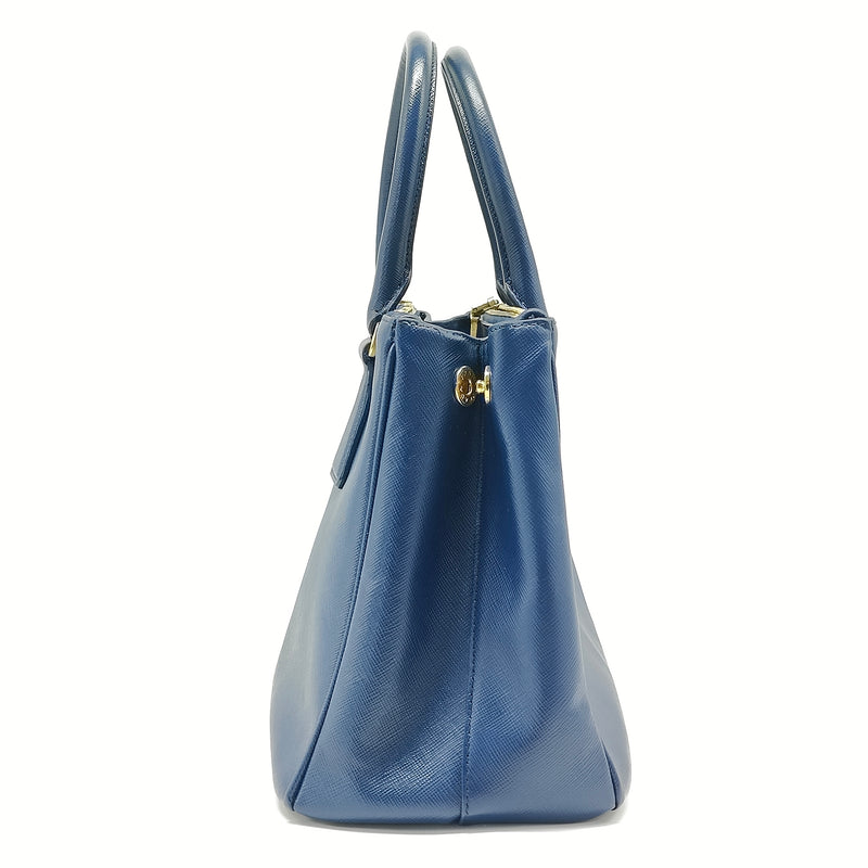 Saffiano Micro Galleria Double Zip Tote Azzurro