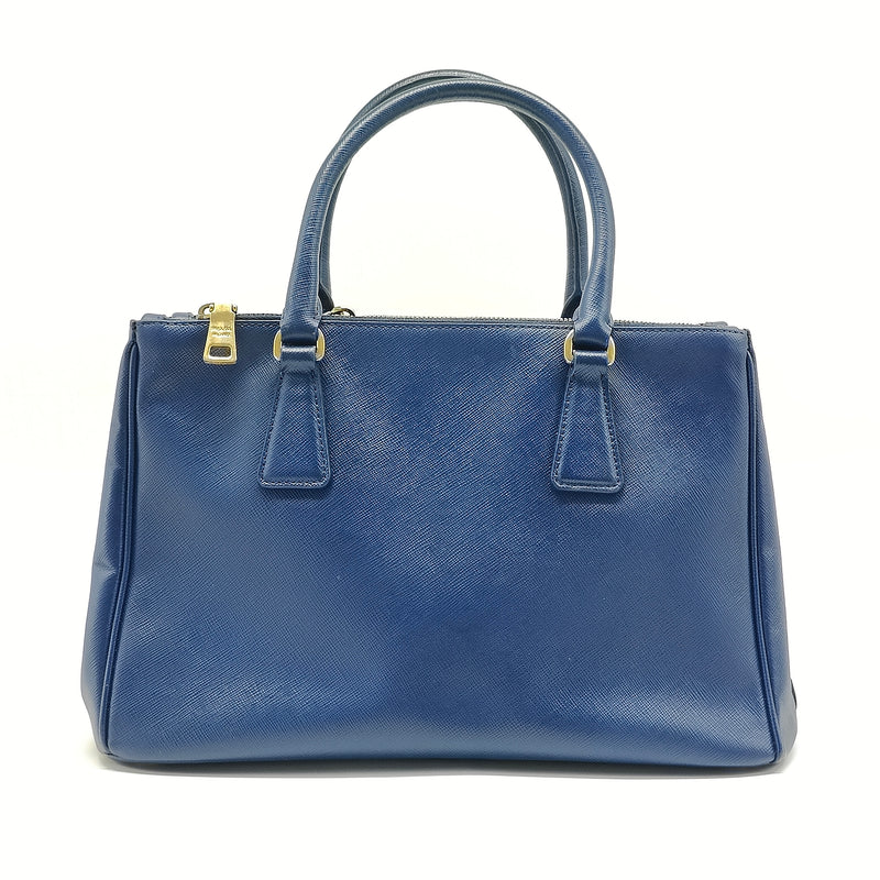 Saffiano Micro Galleria Double Zip Tote Azzurro