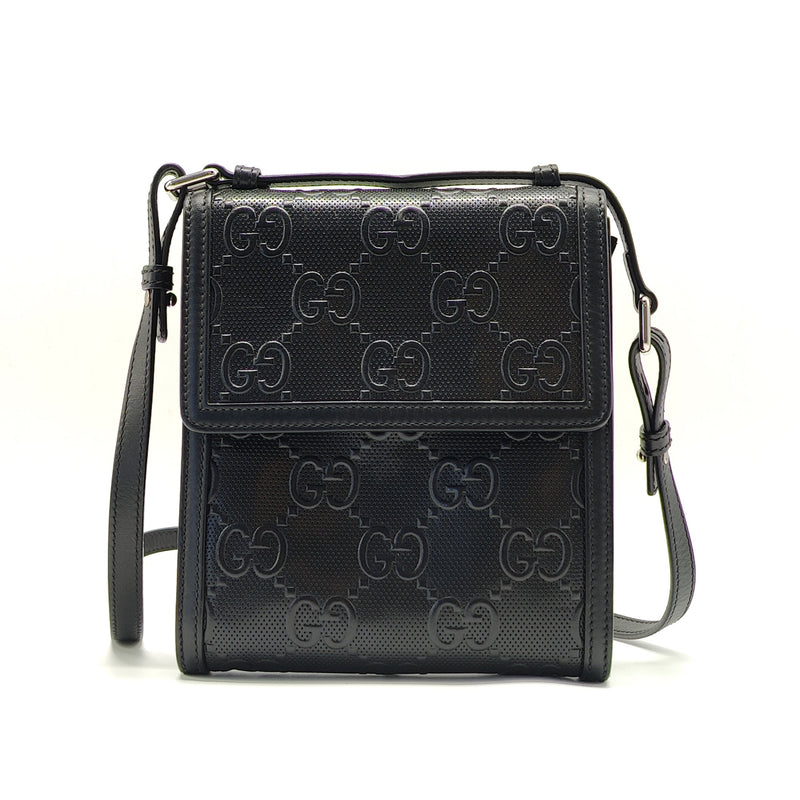 Flap Crossbody Bag GG Embossed Perforated Leather