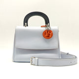 Patent Smooth Calfskin Mini Be Dior Flap Orange Light Blue