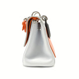 Patent Smooth Calfskin Mini Be Dior Flap Orange Light Blue