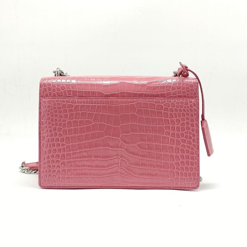 Sunset Crossbody Bag Crocodile Embossed Leather Medium