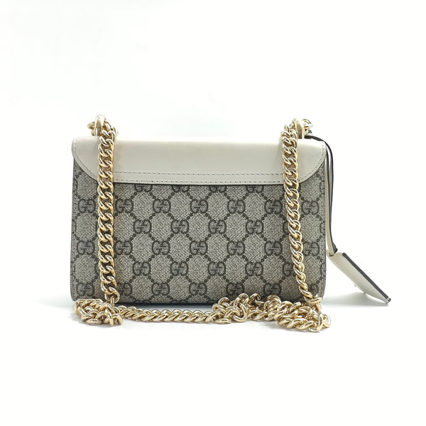 GG Supreme Monogram Studded Small Padlock Shoulder Bag White