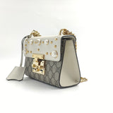 GG Supreme Monogram Studded Small Padlock Shoulder Bag White