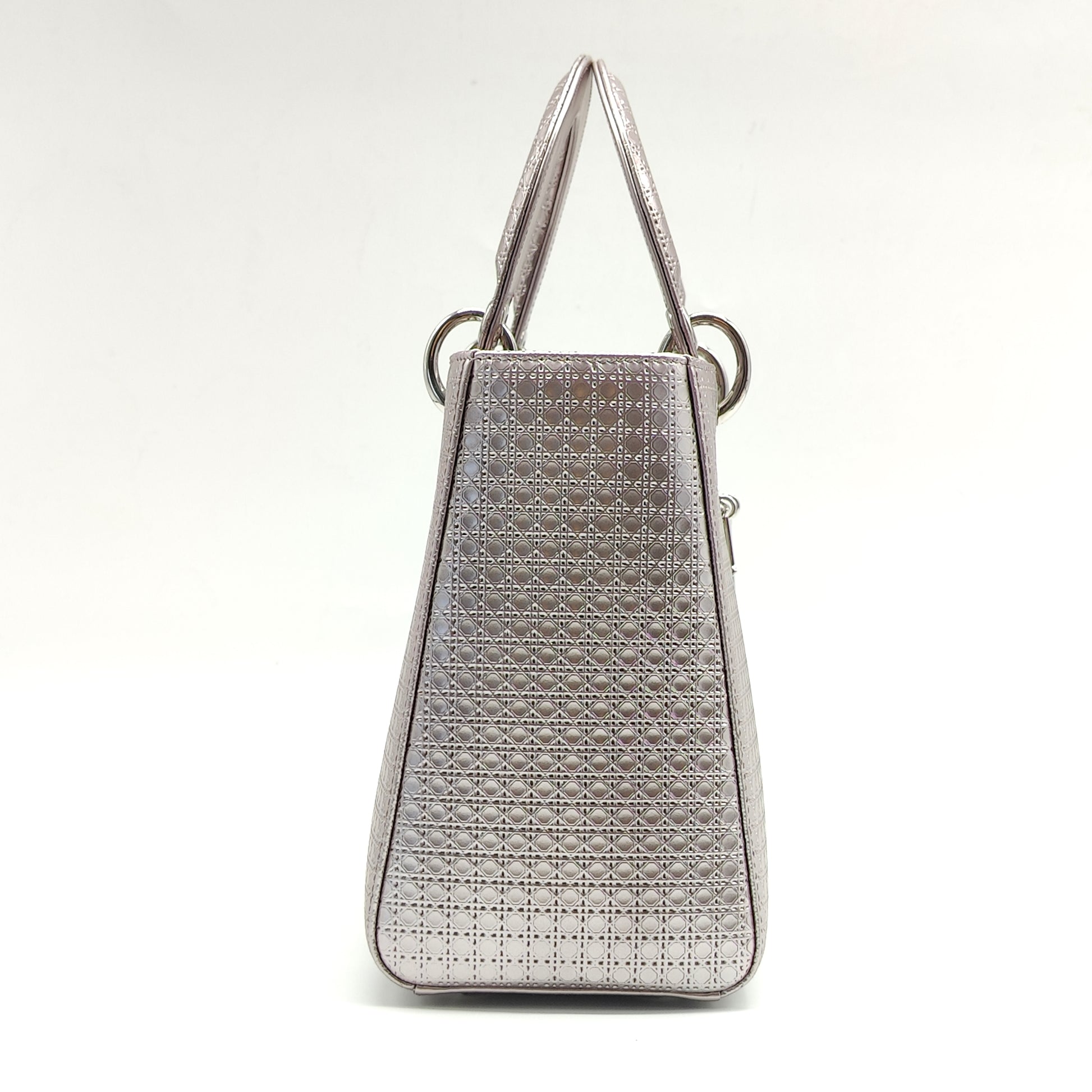 Metallic Patent Micro-Cannage Medium Lady Dior Pink