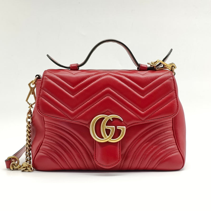 GG Marmont Top Handle Flap Bag Matelasse Leather