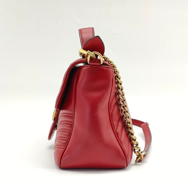 GG Marmont Top Handle Flap Bag Matelasse Leather