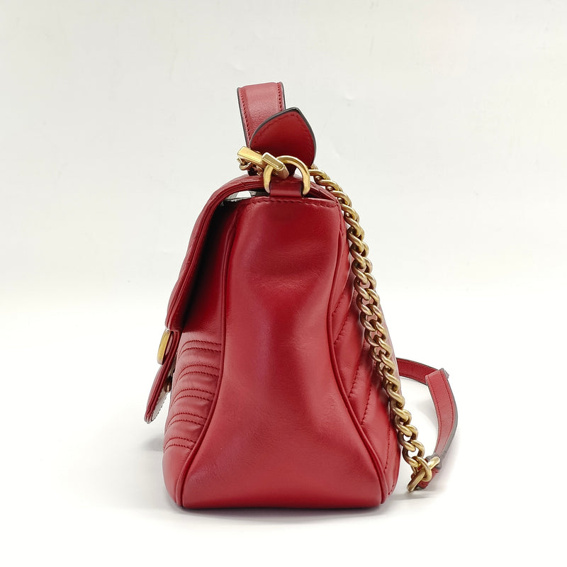 GG Marmont Top Handle Flap Bag Matelasse Leather