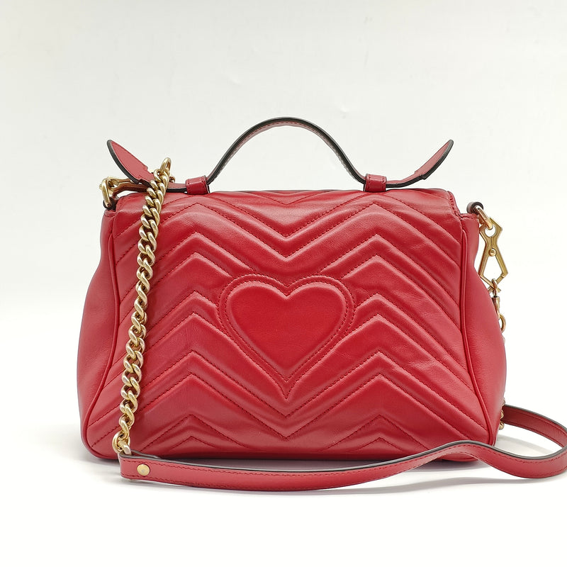 GG Marmont Top Handle Flap Bag Matelasse Leather