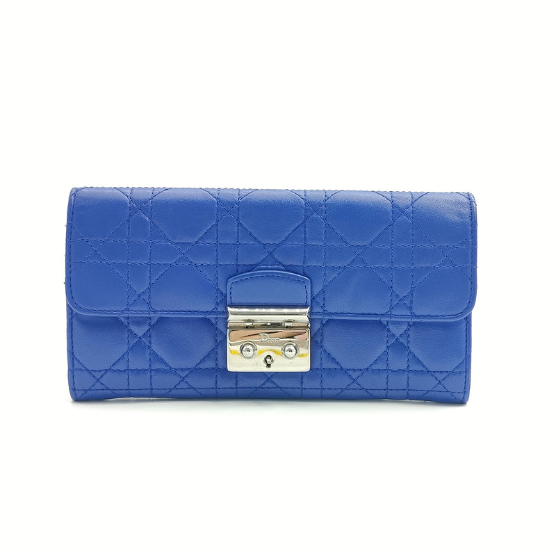 Midnight Blue Cannage Quilted Lambskin Leather Large Miss Dior Pouch Bag