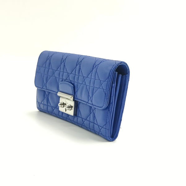 Midnight Blue Cannage Quilted Lambskin Leather Large Miss Dior Pouch Bag