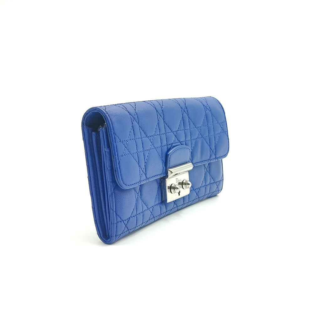 Midnight Blue Cannage Quilted Lambskin Leather Large Miss Dior Pouch Bag