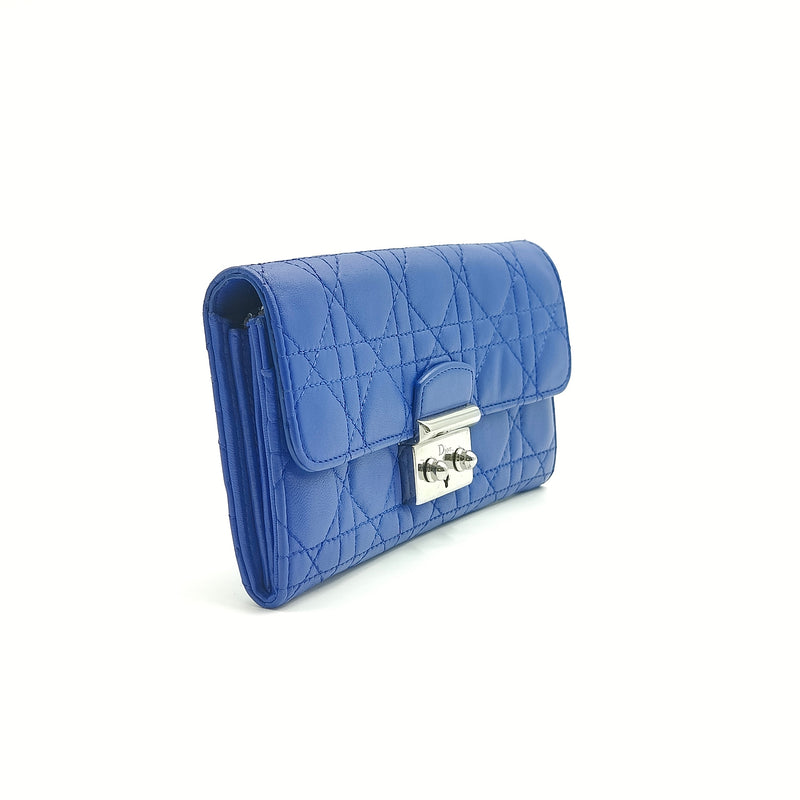 Midnight Blue Cannage Quilted Lambskin Leather Large Miss Dior Pouch Bag