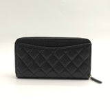 Zip Around Wallet Quilted Caviar Long