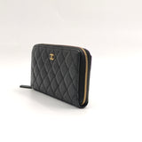 Zip Around Wallet Quilted Caviar Long