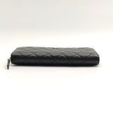 Zip Around Wallet Quilted Caviar Long