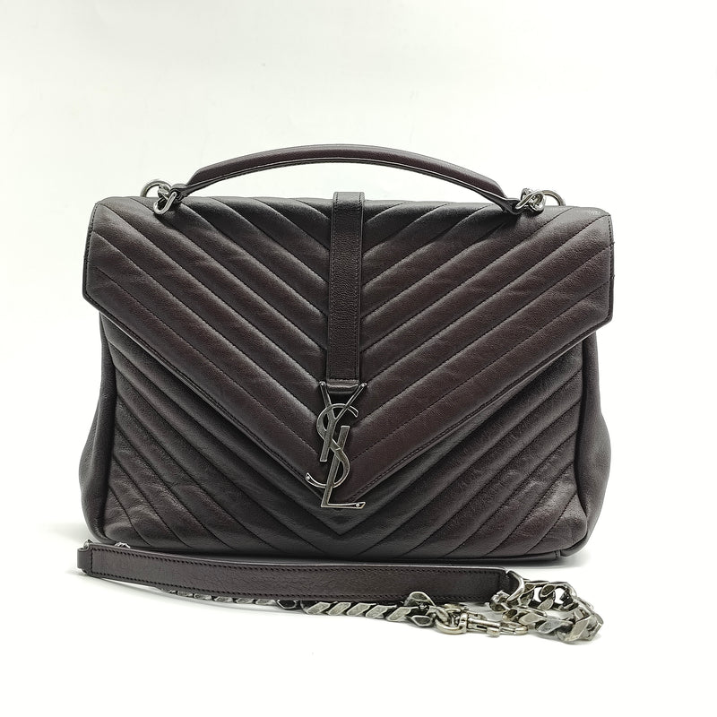 Classic Monogram College Bag Matelasse Chevron Leather Large