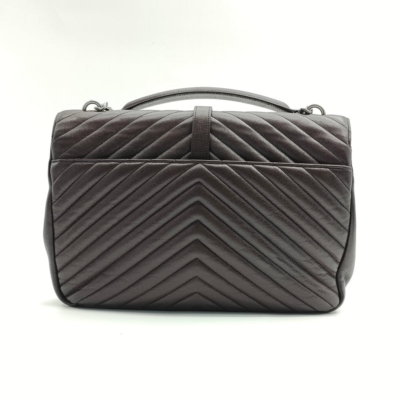 Classic Monogram College Bag Matelasse Chevron Leather Large