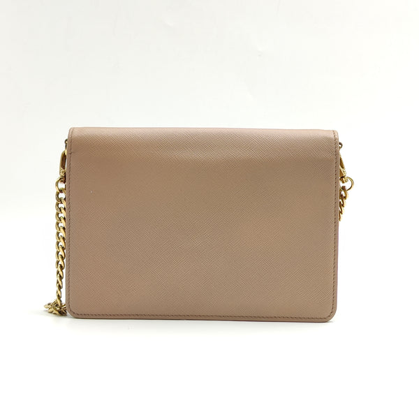 Monochrome Chain Flap Bag Saffiano Leather Small