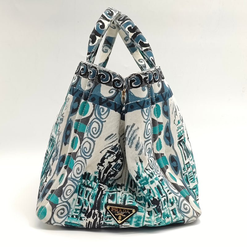 Prada Multicolor Printed Canapa Canvas Tote